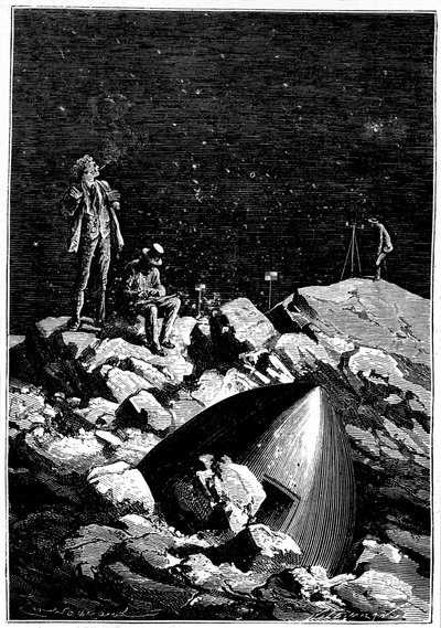 Illustration från Från jorden till månen av Jules Verne, 1865 av Unbekannt