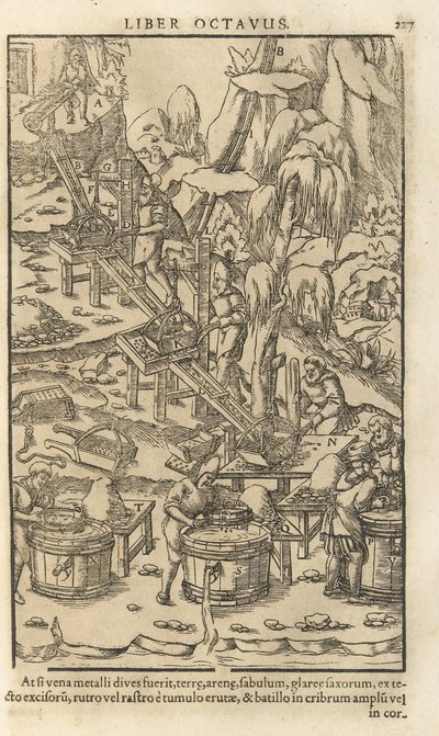 Illustration från De re metallica libri XII av Georgius Agricola, 1556 av Unbekannt