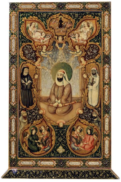 Imam Ali Ali ibn Abi Talib med sina söner Hasan och Husayn, 1871. av Unbekannt