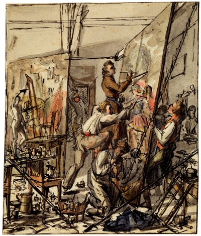 I en konstnärsstudio, 1820-talet av Unbekannt