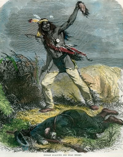 Indier skalperar sin döda fiende, 1800-talet av Unbekannt