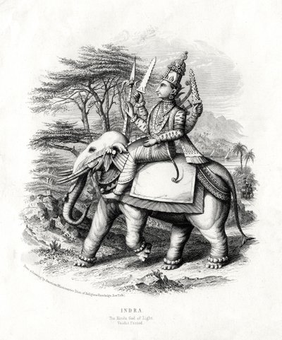 Indra, den hinduiska ljusets gud, 1800-talet av Unbekannt