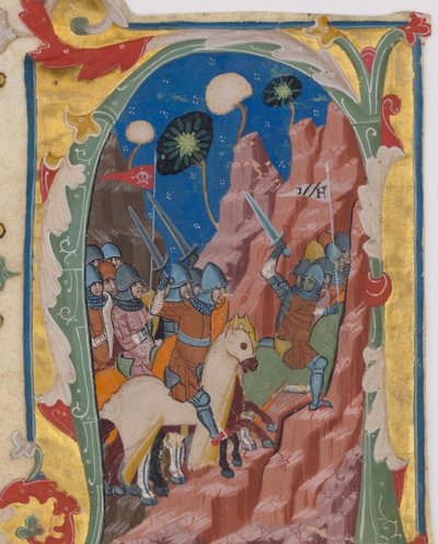 Initial A med slaget vid Makkabeerna, ca. 1360-70. av Unbekannt