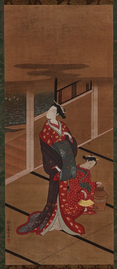 Interior: A Yujo and an Attendant Heating Water, Edo period, 1615-1868. av Unbekannt