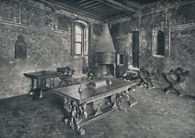Interiör, Palazzo Davanzati - med florentinskt bord från sent 1500-tal, 1928 av Unbekannt
