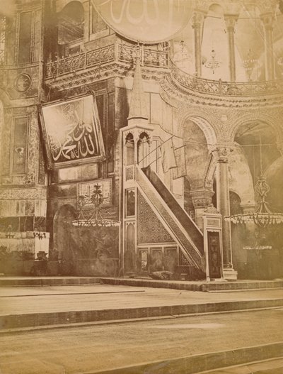 Interiör av Hagia Sofia, Istanbul, Turkiet, 1800-talet. av Unbekannt