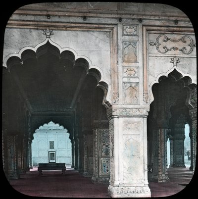 Interiör av Diwan-i-Khas, Röda fortet, Delhi, Indien, sent 1800- eller tidigt 1900-tal av Unbekannt