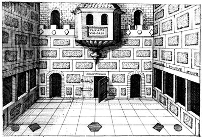 Interiör av Globe Theatre, Bankside, London, 1617-1619 av Unbekannt