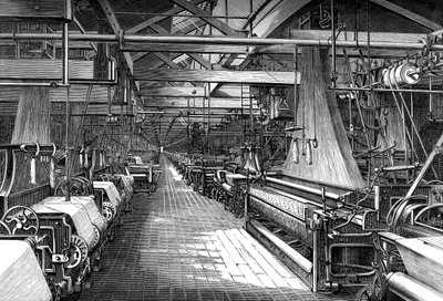 Interiören i vävskjulet, St Leonards fabrik, Dunfermline, c1880 av Unbekannt