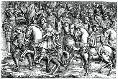 Intervju mellan Franciskus I och Henrik VIII, på gulddukens fält, 1520, 1870 av Unbekannt