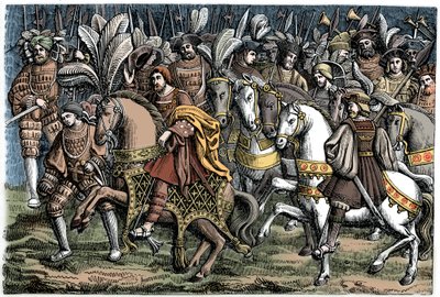 Intervju mellan Franciskus I och Henrik VIII, på gulddukens fält, 1520, 1870. av Unbekannt