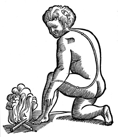 Ofrivillig rörelse, Descartes idé om hur impulser från extremiteterna når hjärnan, 1692 av Unbekannt