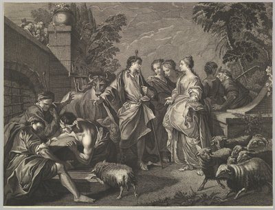 Jakob anländer till Mesopotamien, 1700-talet. av Unbekannt