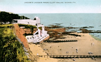 Jacobs Ladder, sett från Cliff Walks, Sidmouth, Devon, tidigt 1900-tal av Unbekannt