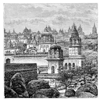 Jaina-templen, Junagadh, Gujarat, Indien, 1895 av Unbekannt