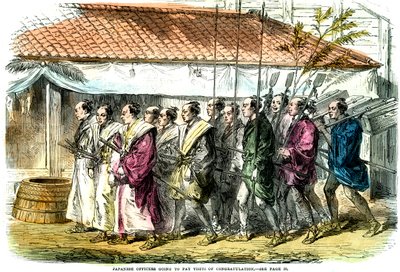 Japanska officerare kommer att göra gratulationsbesök, Japan, 1865 av Unbekannt