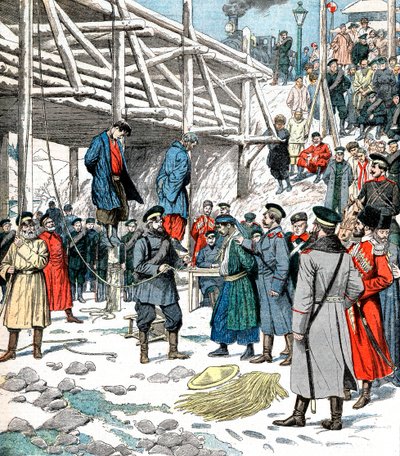 Japanska spioner som hängs, rysk-japanska kriget, 1904-5 av Unbekannt