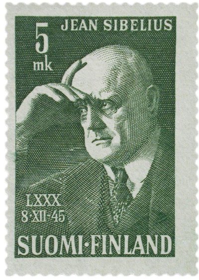 Jean Sibelius frimärke, 1945 av Unbekannt