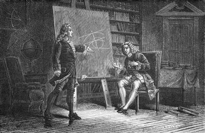 Jean och Jacques Bernoulli arbetar med geometriska problem, 1700-talet, 1874 av Unbekannt