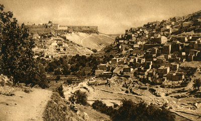 Jerusalem - Kidrondalen, Siloam och stadsmuren, c1918-c1939. av Unbekannt