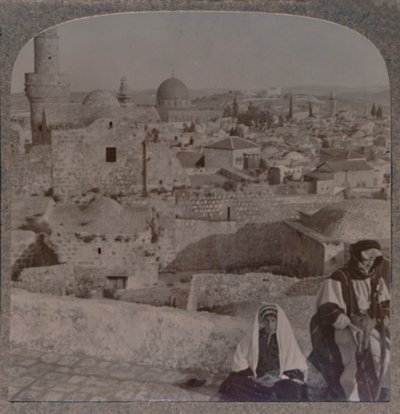 Jerusalem från skolan över moskén, visar Tower of Antonio, c1900 av Unbekannt