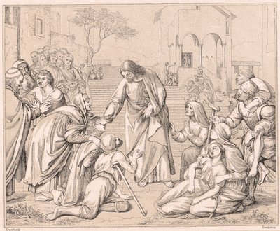 Jesus helade folket, c1880 av Unbekannt