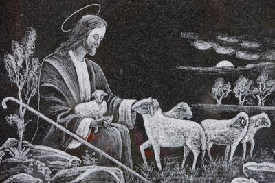 Jesus den gode herden, Saint-Nicolas de Veroce, Frankrike av Unbekannt