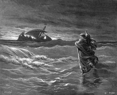 Jesus går på vattnet, 1866 av Unbekannt