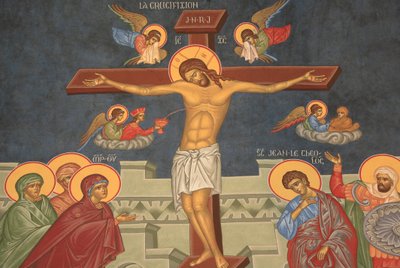 Jesu korsfästelse. Saint-Antoine-le-Grand ortodoxa kyrka Saint-Laurent-en-Royans Frankrike av Unbekannt