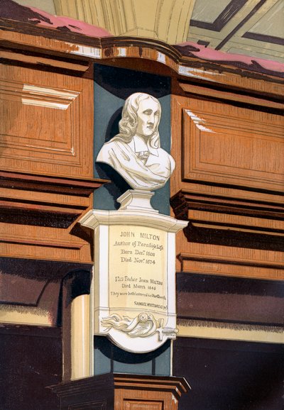 John Miltons monument, St Giles Church, Cripplegate, London, c1850 av Unbekannt