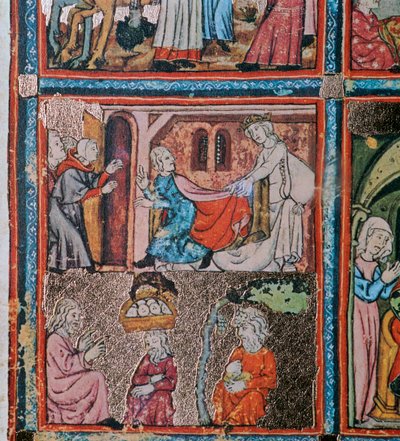 Josef och Potifars hustru och Josef i fängelse tolkade drömmar, 1300-talet av Unbekannt