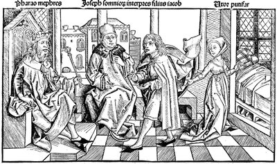 Josef tolkar faraos dröm, 1493 av Unbekannt
