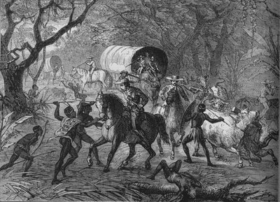 Kaffir Attack on an English Convoy, c1880 av Unbekannt