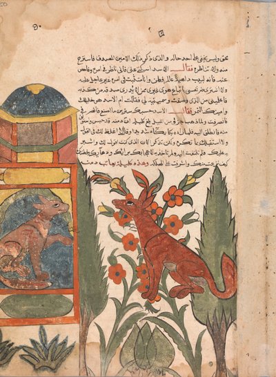 Kalila besöker den fängslade Dimna, Folio från en Kalila wa Dimna, 1700-tal. av Unbekannt