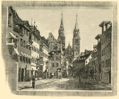 Karolinen-Strasse och St. Lawrence-kyrkan, Nürnberg, 1890. av Unbekannt