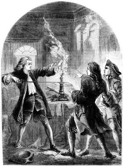 Kelly, den icke-dömande prästen, förstör de förrädiska tidningarna, 1700-talet 1800-talet av Unbekannt