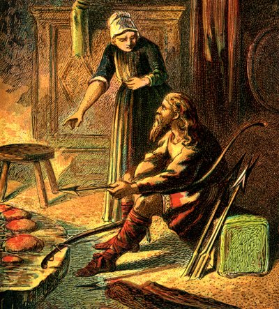 Kung Alfred och kakorna, c1850 av Unbekannt