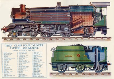 King Class fyrcylindrigt expresslokomotiv - Great Western Railway, 1935. av Unbekannt