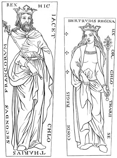 Kung Clotaire II 584-629 och Bertude 575-604, 1100-talet 1849 av Unbekannt