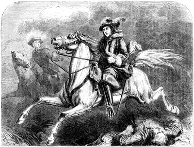 Kung Georg II vid slaget vid Dettingen, 1743 av Unbekannt