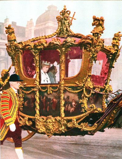 Kung George V och drottning Mary i den historiska statstränaren, c1935 av Unbekannt