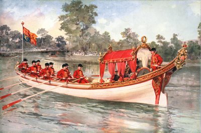 Kung George V och Queen Mary besökte Henly Regatta på statens pråm, 1912 av Unbekannt