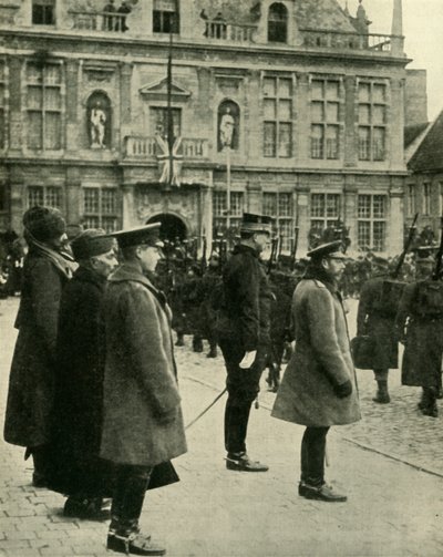 Kung George V i Furnes, Belgien, första världskriget, 4 december 1914, 1920. av Unbekannt