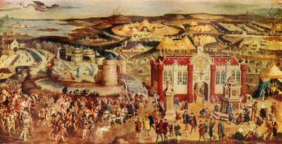 Kung Henrik VIII. Möte...Francis vid...Guldtygets fält, 1520, c1930. av Unbekannt