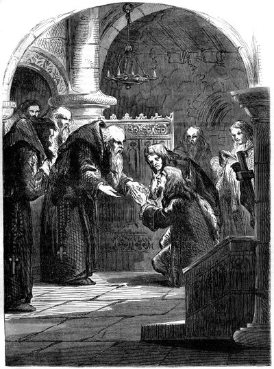 King James II av England 1633-1701 i La Trappe Abbey, Orne, Frankrike, 1600-talet 1800-talet av Unbekannt