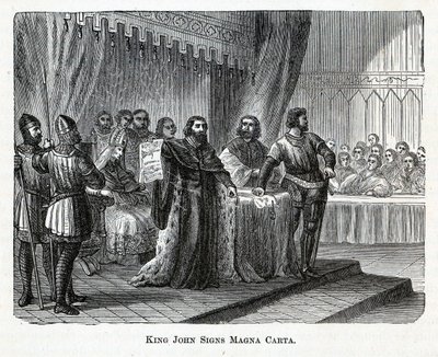 Kung John undertecknar Magna Carta, 1882 av Unbekannt
