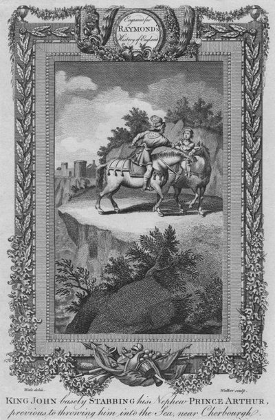Kung John knivhögg sin brorson prins Arthur, innan han kastade honom i havet, c1787 av Unbekannt