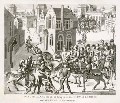 Kung Richard II konfronterar rebellerna, Bondeupproret, London, 1381 1800-talet av Unbekannt