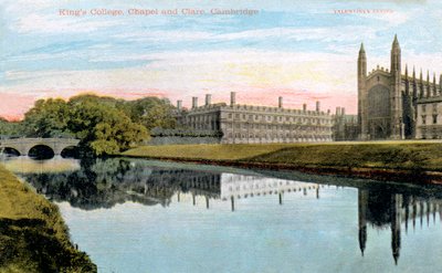 Kings College, Kings College Chapel och Clare College, Cambridge, tidigt 1900-tal av Unbekannt