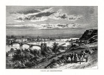 Koblenz och Ehrenbreitstein fästning, Tyskland, 1879 av Unbekannt